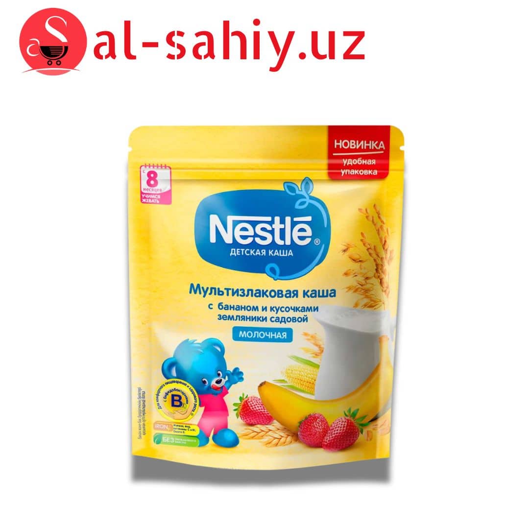 Каша Nestle Молочная мультизлаковая Банан-Земляника с 8 месяцев 200г 1
