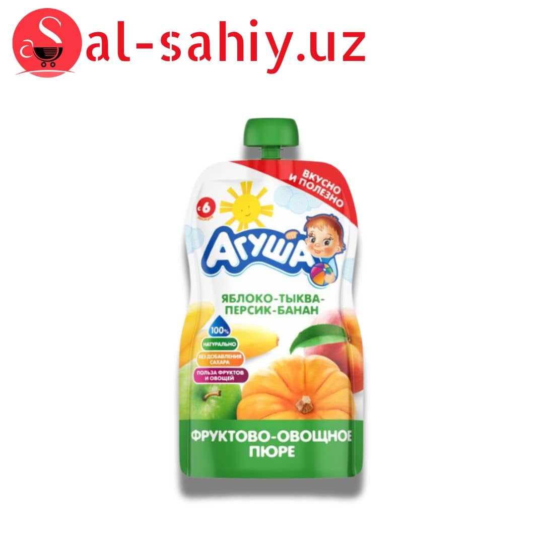 Фруктовое пюре "Агуша" "Яблоко-тыква-персик-банан" 90г 1