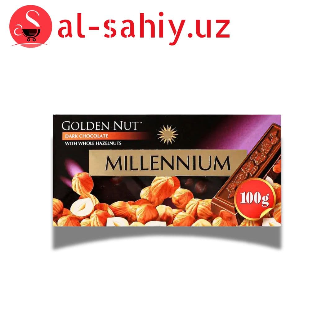 Шоколад  "MILLENNIUM" Gold с чёрный с цельными лесным орехами 100гр