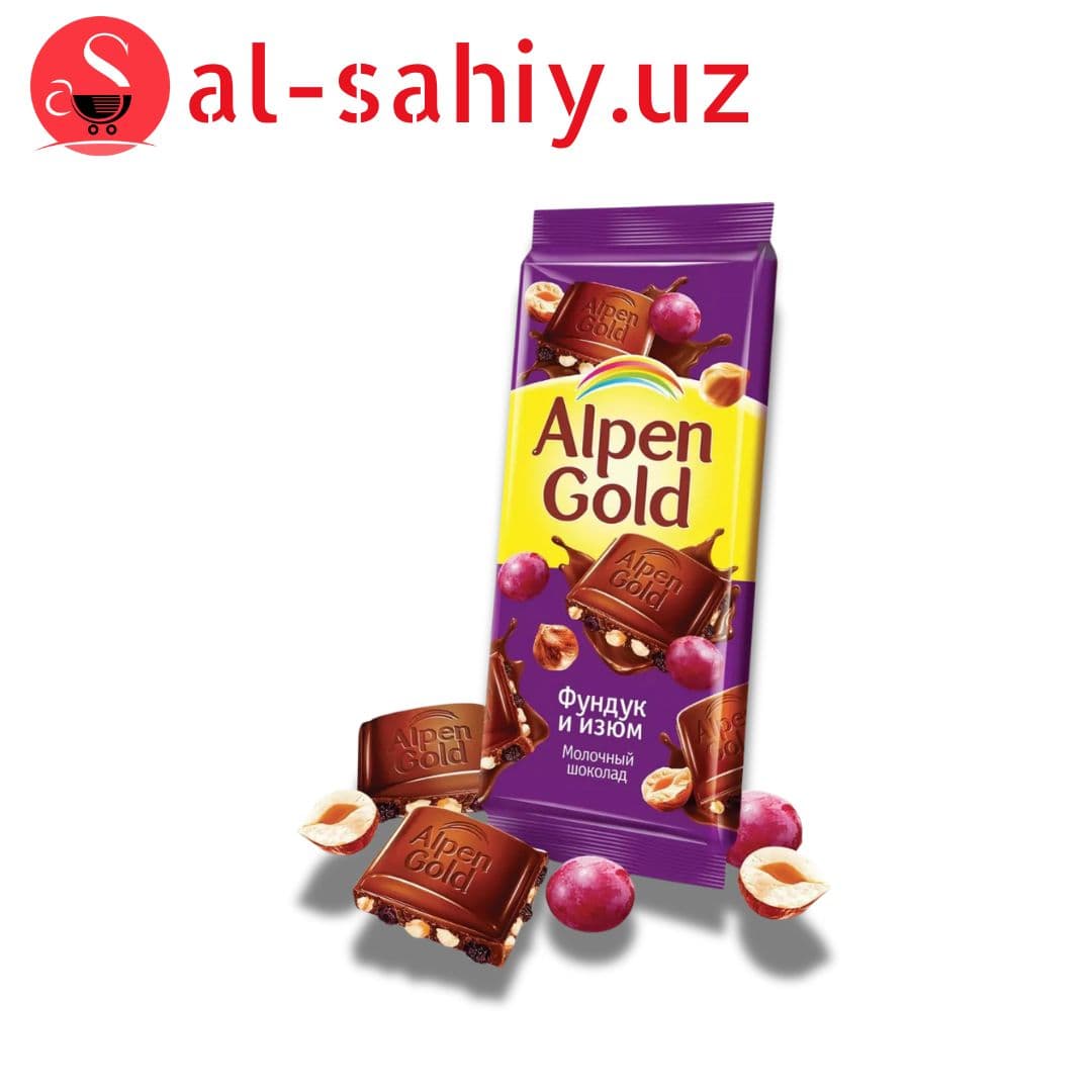 Шоколад "Alpen Gold" с фундук и изюм  80 г