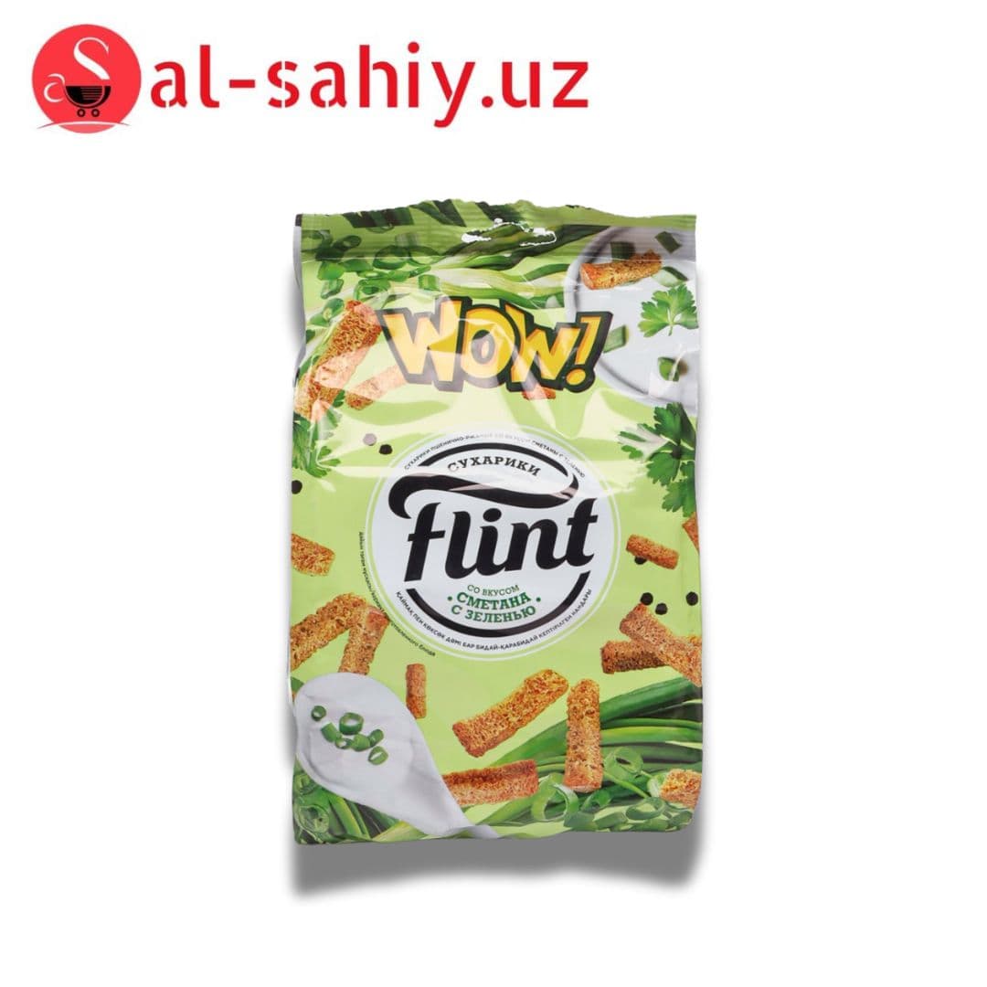 Новый Сухарики FLINT со вкусом сметаны с зеленью 190гр