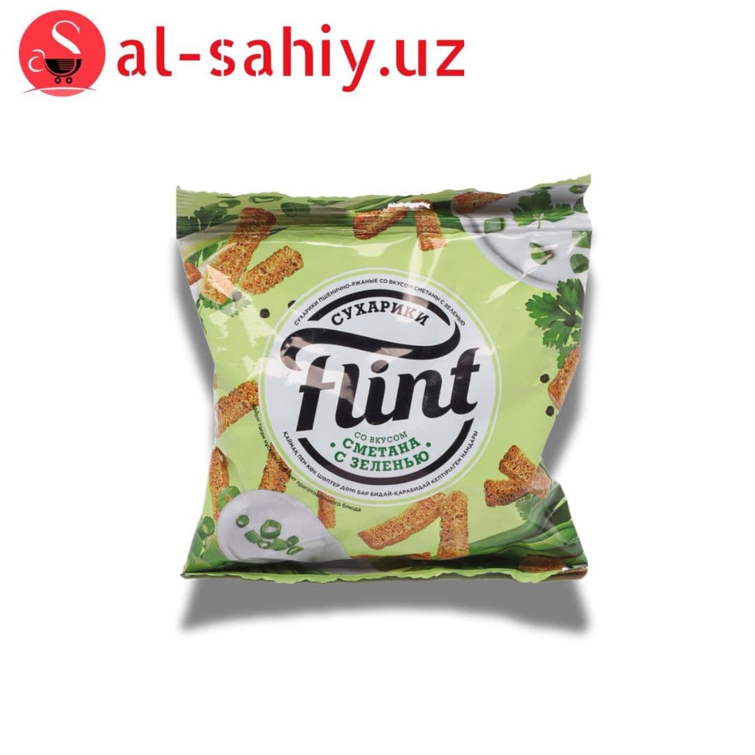 Новый Сухарики FLINT со вкусом сметаны с зеленью 60гр