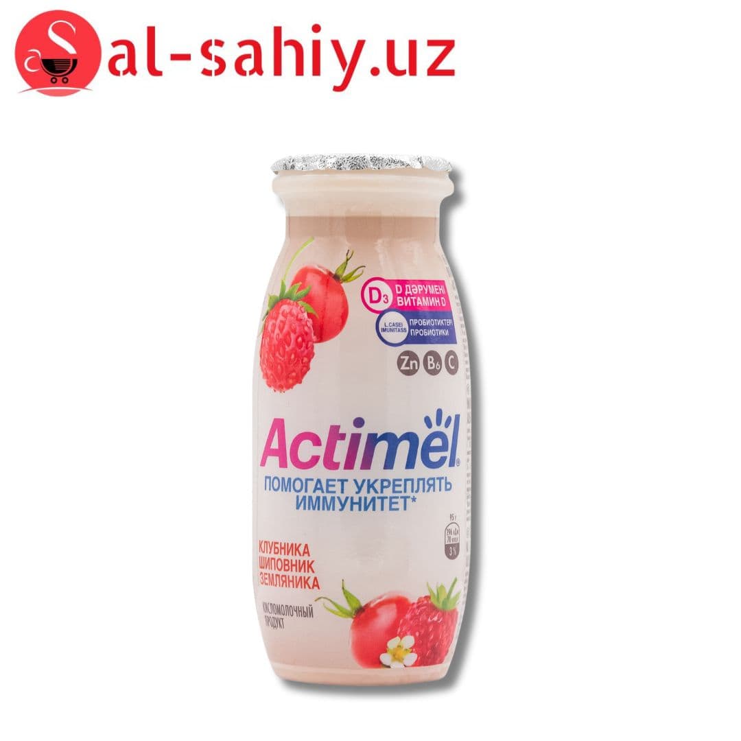 Питьевой йогурт Actimel "Клубника-шиповник-земляника" 2,5% 100 гр