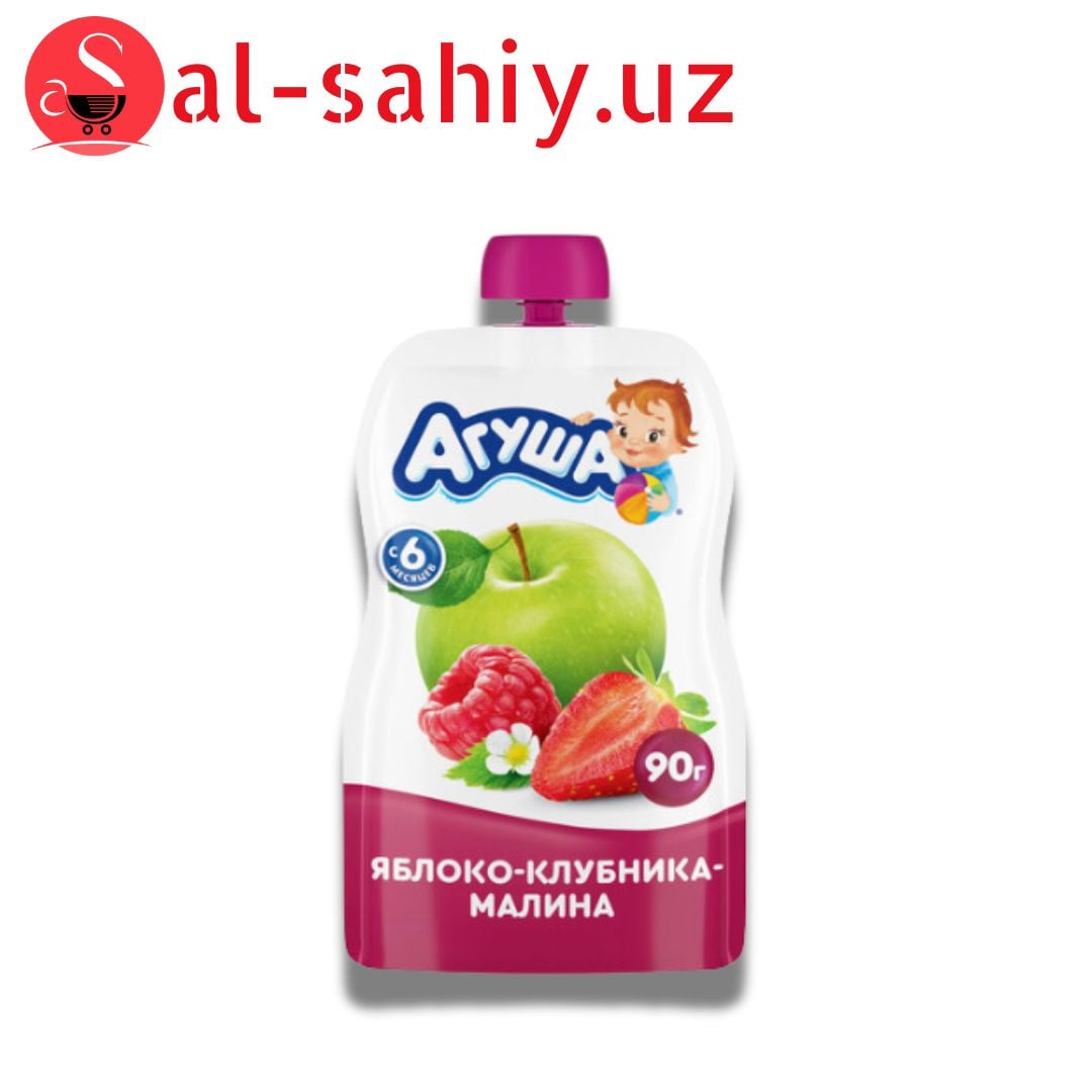 Фруктовое-ягодное пюре "Агуша" "Яблоко-клубника-малина" 90г