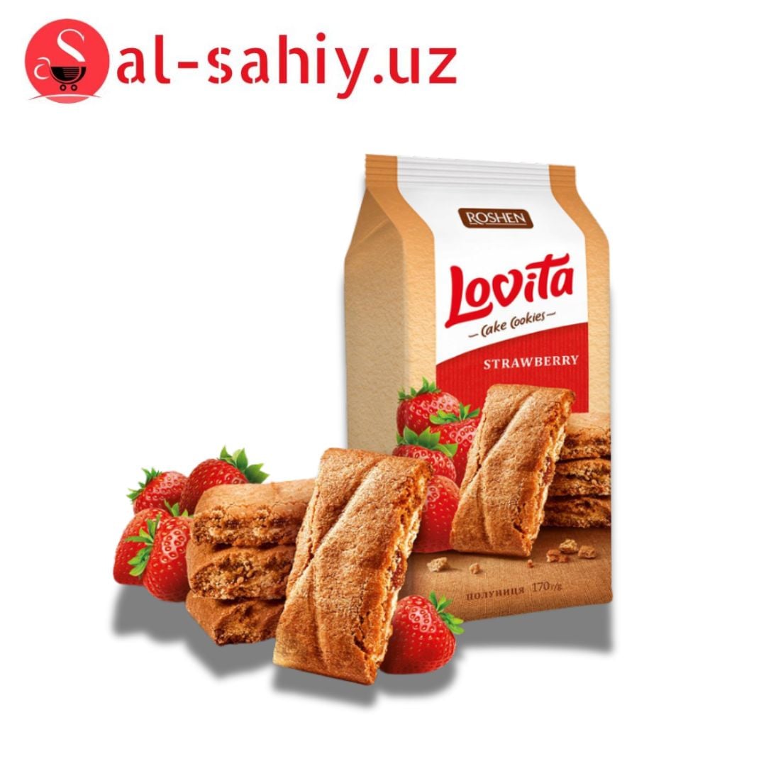 Печенье "ROSHEN" Lovita Strawberry Клубника 168 г