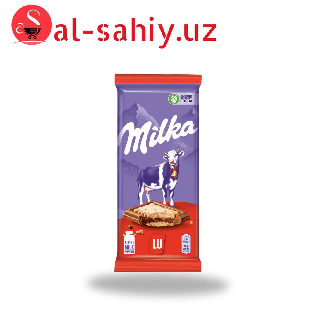 Шoколад "MILKA" Alpene milk chocolate & Lu biscuit 87 г