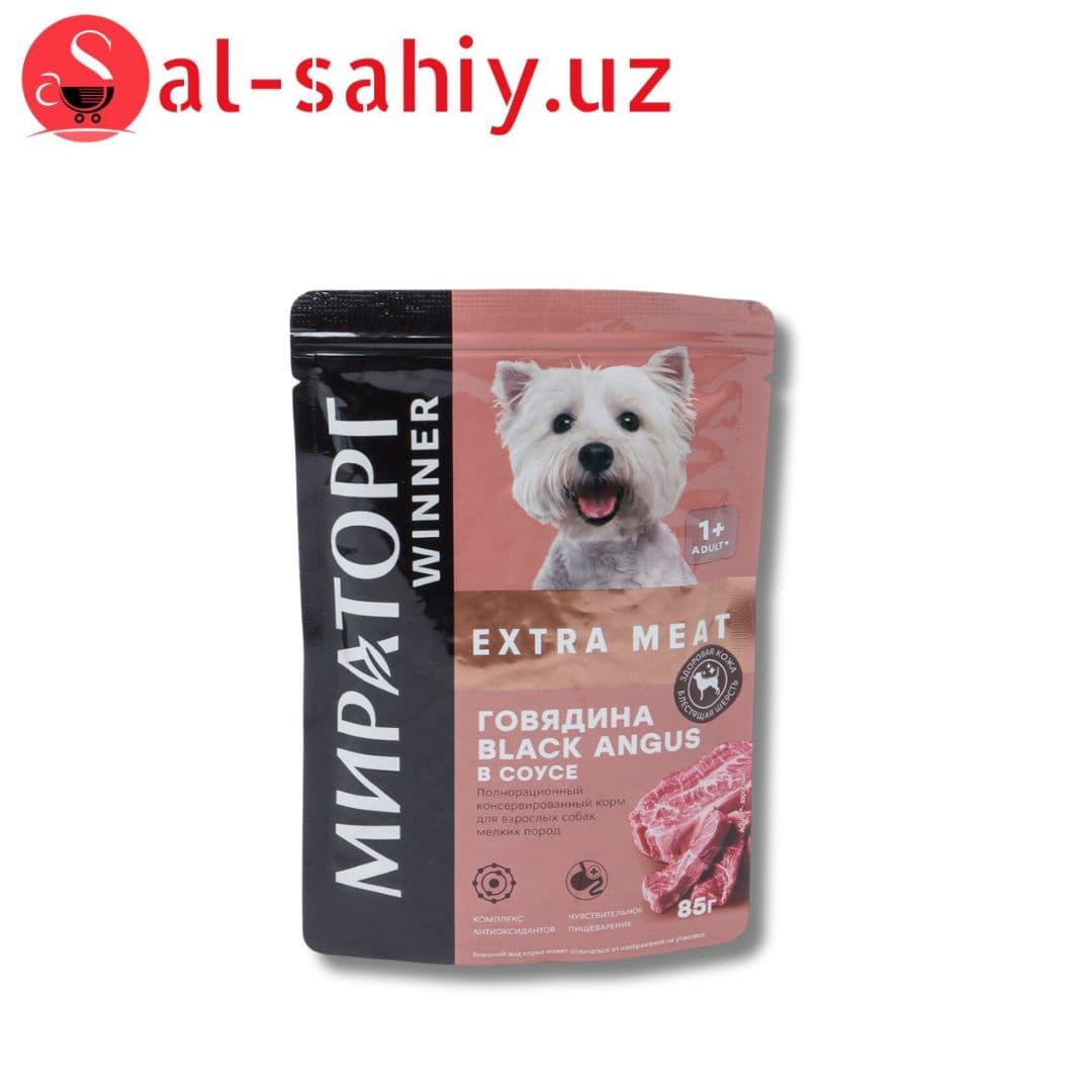 Корм WINNER EXTRA MEAT говядина Black ANGUS в соусе 80 гр