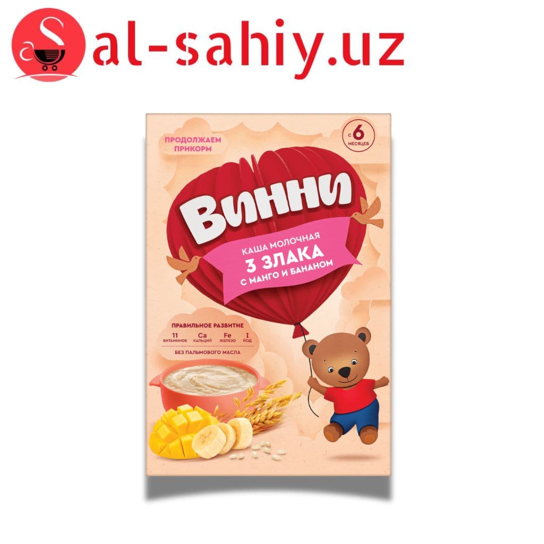 Каша молочная Винни 3 злака с манго и бананом 200гр