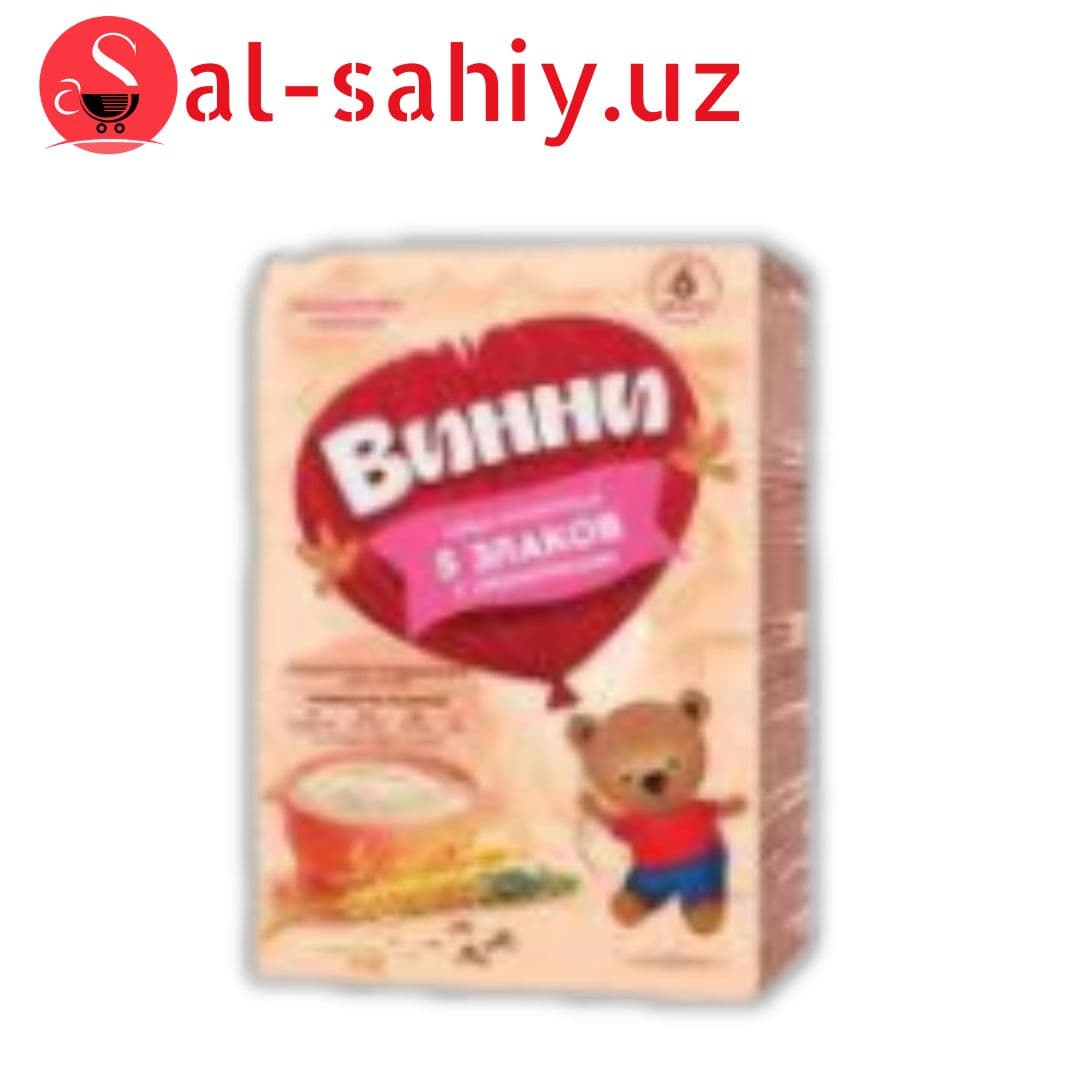 Каша молочная Винни 5 злаков с яблоком и малиной, 6 мес., 200 гр.