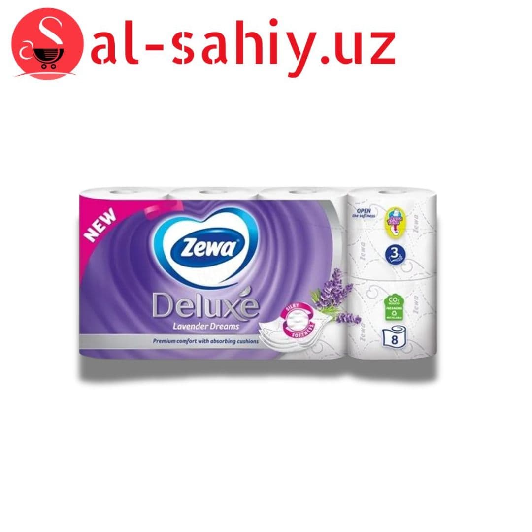 Туалетная бумага Zewa Deluxe Лаванда 3 слоя 8 рулонов